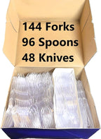 288 Count Diamond® Premium Clear Full-Size Cutlery - Includes 144 Forks, 96 Spoons, 48 Knives, Disposable Plastic Utensils, Plasticware, Silverware