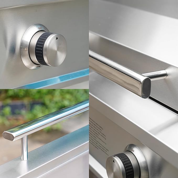 Stanbroil 28-Inch Premium Built-In Liquid Propane Griddle for Outdoor Kitchen Grill, Durable Stainless Steel 2-Burner Flat Top Grill with Lid for BBQ Island, 34,000 BTUs