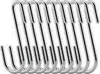 Chrome Finish Steel S hook Cookware Universal Pot Rack Hooks Sturdy Hanging Hooks - Multiple uses for Kitchenware, Pots, Utensils, Plants, Towels - Set of 10