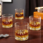 HomeWetBar Engraved Whiskey Glasses, Set of 4 Custom Whiskey Glasses for Men & Women