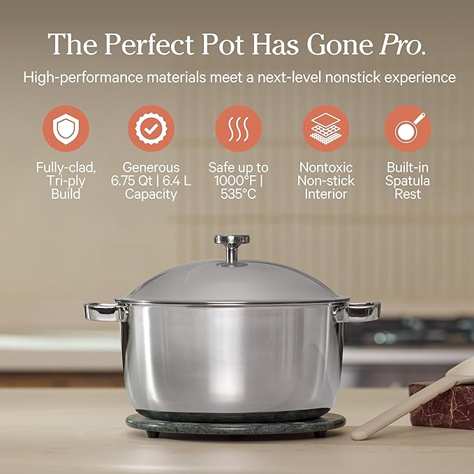 Our Place Titanium Pro Cookware Duo – Always Pan & Perfect Pot with Nonstick No-Coating Technology | Tri-Ply Titanium & Stainless Steel | Safe for Oven, Induction & All Cooktops up to 1000°F | Chrome