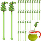30 Pcs Christmas Drink Stirrers Xmas Stir Stick Holiday Coffee Swizzle Stick Reusable Plastic Hot Cocoa Bar Chocolate Decoration Cocktail Mixer(Whimsical Tree,Fresh Color)