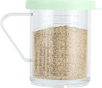 Restaurantware RW Base 10 Ounce Clear Plastic Dredge Spice Shaker 1 Reusable Dry Rub Shaker - Includes Green Perforated Lid With Handle Clear Polycarbonate Spice Shaker For Fine Seasonings