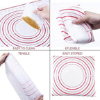 Stainless Steel Rolling Pin and Silicone Mat Set, Adjustable Thickness Rings - For Baking Dough, Pizza, Pies, Pastries, Pasta, Cookies