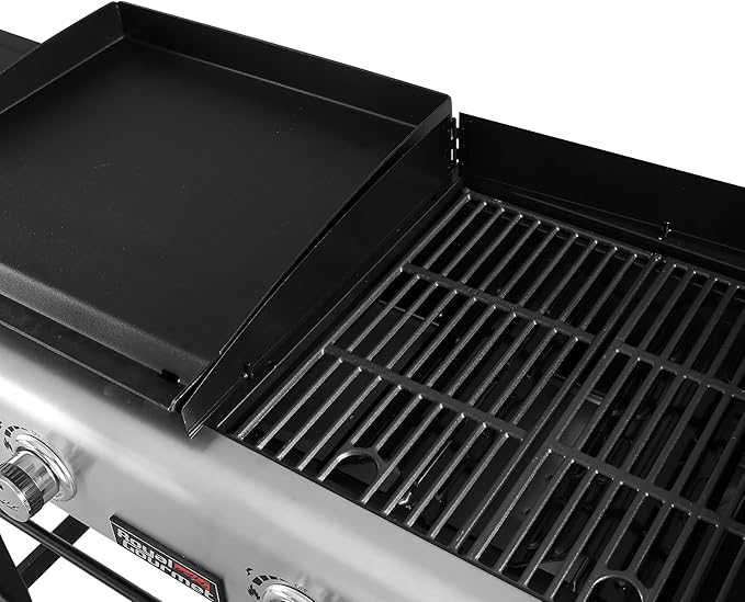 Royal Gourmet GD401C 4-Burner Propane Gas Grill and Griddle Combo with Cover, Griddle Grill Combo with 48,000 BTUs Output for Outdoor Cooking While Camping or Tailgating, Black & Silver