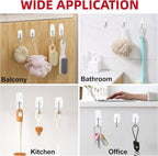 Wire Hooks for Wall Small 32 Hooks, Heavy Duty Wall Hooks with 32 Strips, Damage Free Adhesive Hooks for Key Holder, Coat, Door, Shower Hanging