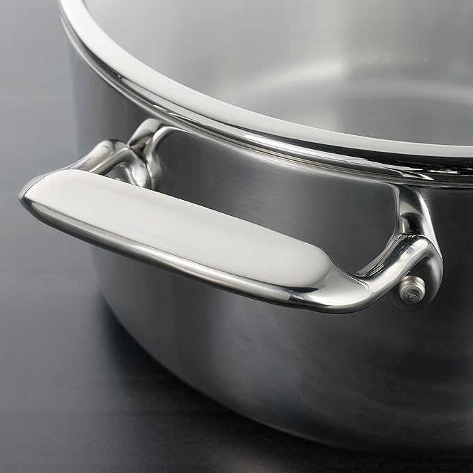Tramontina Tri-Ply Clad Stainless Steel 6-Quart Braiser Pan with Glass Lid, Induction-Ready, Dishwasher-Safe, NSF-Certified