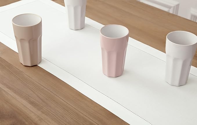 Solino Home White Table Runner 156 Inches Long - Cotton Linen Hemstitch Extra Long Table Runner 14 x 156 Inch for Summer, Fall, Autumn, Halloween