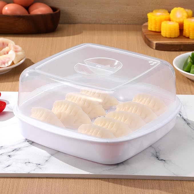 Cabilock Microwave Cookware Steamer, Microwave Cooker, Microwave Cookware Steamer, Removable Strainer and Locking Steam Vent Lid, Cook and Serve Container 7.4x7.4x4.3 inch (White)