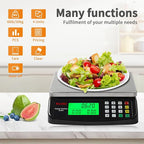 Large Digital Kitchen Scale Black 30kg/66lb Commercial Food Scale Stainless Steel with LCD Display Price Computing Scale for Restaurant Baking Bread Meat Prep Counting Scale for Parts and Coins