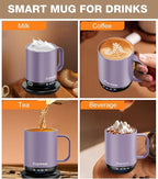 Self Heating Coffee Mug T1-16oz Fast Heating & Ultra Long-Lasting Battery Life, Heated Coffee Mug Up to 149℉ - Touch & App Controlled Coffee Mug, Birthday Gifts for Women and Men