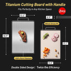 2 Packs Pure Titanium Cutting Boards for Kitchen Chopping Board with Handle Large Big Small Kitchen Meat Butcher Block 2 in 1 Titanium and Wheat Straw PP Not Wood Bamboo Plastic Silicone Grey/Beige