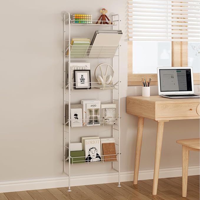 bukfen Behind The Door Organizers,5-Tier Narrow Bathroom Kitchen Shelf,Kitchen Pantry Door Organization and Storage,Wall Storage,Spice Racks,Book Shelf,Multi Functional Shelf for Home,1 Pack