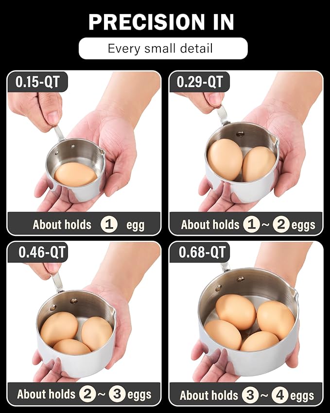 Cooks Standard Stainless Steel Butter Warmer 0.15 QT, Multi-Ply Clad Small Sauce Pan, 140ml Mini Butter Chocolate Milk Melting Pot with Pour Spout Cooking Pot ideal for Chefs, Baristas