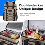 25L Insulated Cooler Backpack with Waterproof Zipper & Multi-Compartment Design Leakproof Lunch Bag for Beach, Camping, Office - Spacious Thermal Light-Weight Backpack for Men and Women-Khaki