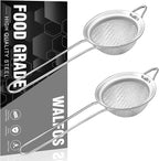 Walfos Small Fine Mesh Tea Strainer, Mini Stainless Steel Sieve with Handle, 2.7 Inch Kitchen Metal Sifter Strainers for Tea, Juicing, Coffee, Cocktail, Powdered Sugar, Matcha (2 Pack)