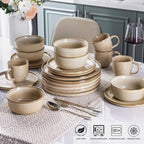 AmorArc Stoneware Dinnerware Sets,Round Reactive Glaze Ceramic Plates and Bowls Set,Highly Scratch Resistant | Dishwasher & Microwave Safe Dishes,Service for 6 (18pc)