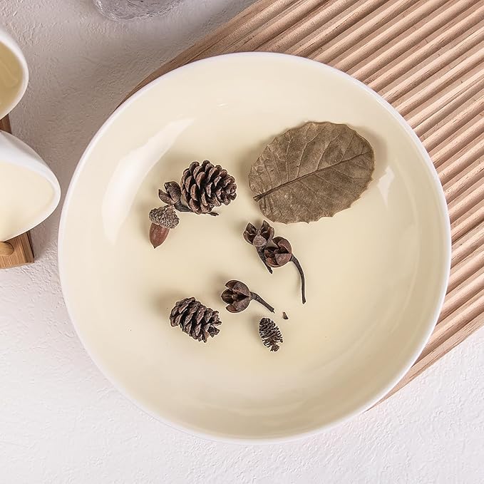 Set of 6 Dinner Plates 8 Inch, Yellow Porcelain Plates, Microwave Oven Dishwasher Safe Scratch Resistant