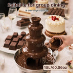 Chocolate Fountain Machine – Electric Stainless Steel Fondue Fountain, 4-Tier, 4-Pound Capacity for Chocolate, Candy, Butter & Cheese, Heated Bowl & Dual Controls