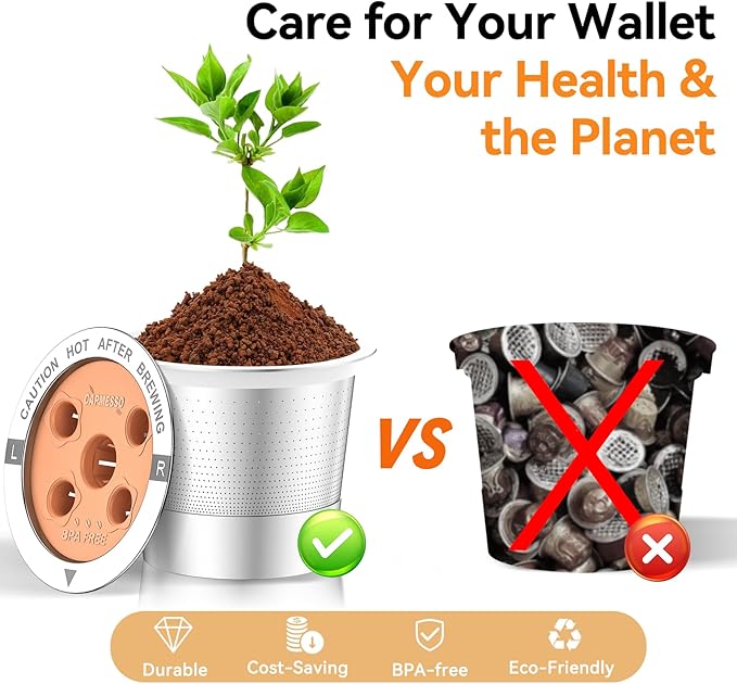 CAPMESSO Reusable K Cups for Keurig: 2025 Updated My K Cup Stainless Steel Coffee Filter Refillable Coffee Pods for K Supreme/K Slim/k-Duo Gen 2/K-Brew Chill with Multistream Technology (2 Pack)