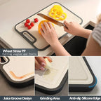 Titanium Cutting Boards for Kitchen - Double Sided Cutting Board with Juice Groove & Non-Slip Feet, Food Grade Chopping Board, Dishwasher Safe & Knife-Friendly (16"x11")