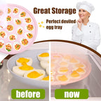 HANSGO Deviled Egg Containers with Lid, Deviled Egg Platter Carrier Holder Trays with 22 Slots for Holiday Party and Home Kitchen, Pink