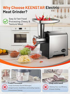 3000W Max Heavy Duty Electric Meat Grinder with Sausage Stuffer Maker & Kubbe Kit, Food Grinder with Blade & 3 Plates, Stainless Steel Meat Mincer Machine for Home Kitchen Use