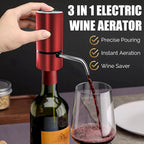 Electric Wine Dispenser, Aerator, Pourer & Vacuum Wine Pump, Portable One Button Automatic Wine Aerator for Quick decanting, Improving Wine Taste & Aroma, Gifts for Men & Women Wine Lovers (Red)