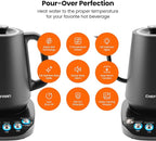 Chefman TrueTemp Precision Control Gooseneck Kettle, Internal Custom Temperature Control and 6 One-Touch Presets, Boil-Dry Protection Auto Shut-Off for Safety, For Pour Over Coffee and Tea, Black
