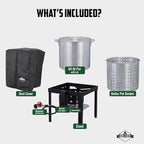 Hike Crew 60QT Outdoor Boiling Kit with Igniter| 110,000 BTU Seafood Boiler Set for Steaming or Cooking Fish, Crawfish, Crab & More | Includes Pot, Lid, Strainer, Burner Stand and Storage Cover
