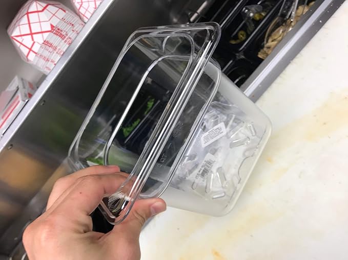 YBSVO 1/6 Size Polycarbonate Food Pans,4"Deep,Clear - Pack of 6
