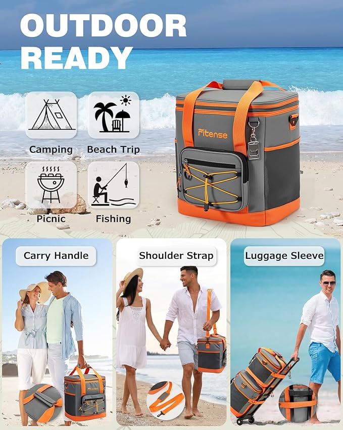 Soft Cooler Bag Insulated 20L/33L, 27/50 Cans Collapsible Camping Coolers 4-Layer Leakproof Portable Ice Chests for Beach, Travel, Picnic, Grocery, Kayaking