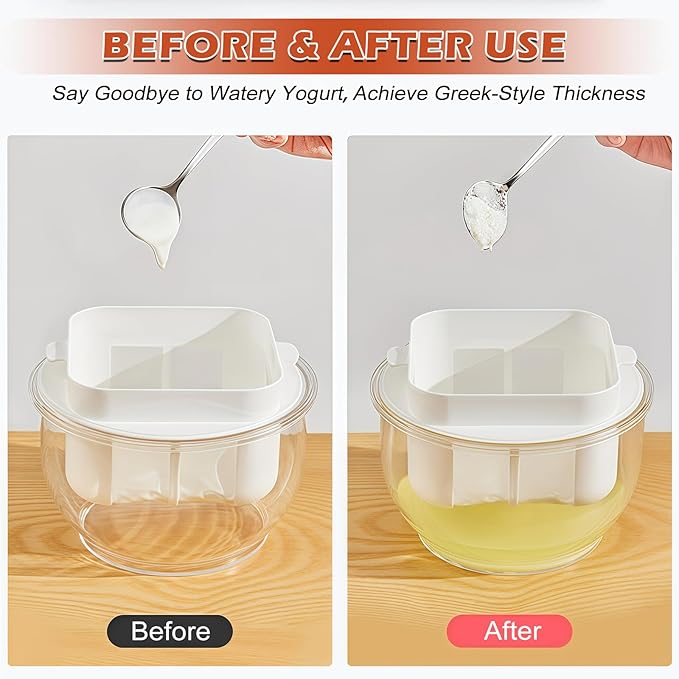 Yogurt Strainer, Greek Yogurt Maker with Fine Mesh Strainer, Greek Yogurt Milk Filter, Food Strainer, Greek Yogurt Strainer for Making Paneer, Soybean Milk, Kefir, Tofu, Cheese (White)