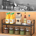 Expandable Stackable Spice Rack Cabinet Shelf Organizer in Cabinets Shelves Kitchen Cupboard Organization Stack up Racks Pantry Countertop Storage Medium/Black 1 Pack