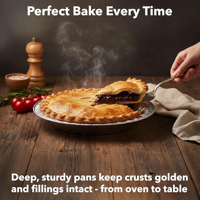 125-Pack 7 15/16" Foil Pie Pans - Deep 1 1/8" Disposable Aluminum Pie & Tart Pans with Full Curl Rim - For Commercial Baking, Batch Cooking, Freezer Storage & Retail Packaging