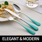20-Pieces Color Silverware Sets for 4,Green and White Handle Stainless Steel Cutlery Set, Include Forks Spoons and Knives Set, Dishwasher Safe Utensil Sets for Home Restaurant