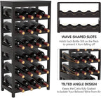 24 Botttle Wine Rack Freestanding Floor, 6 Tier Wine Rack Shelf with Table Top, Bamboo Wine Rack, Wine Storage Shelves Kitchen Bar Dining Room Living Room - Dark Brown