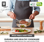 BRA COOKWARE Signature Deep Frying Pan | 8 inches Professional High Skillet | Stainless Steel Deep Frying Pan | All Stovetop Compatible | PFOA Free | w/o Non-Stick Coating | Polished Finish