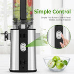 Cold Press Juicer, 5.3" Wide Feed Chute Juice Extractor Machine with 400W, High Juice Yield, Slow Masticating Juicer for Whole Vegetables & Fruits, Stainless Steel