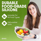 Collapsible Colanders (2 Pack Set) Food Strainers with Over-Sink Water Draining Base for Pasta Fruits and Vegetables (4 and 5 Quart) - White Beige