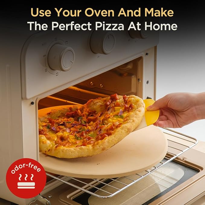 Pizza Stone for Oven and Grill, Heavy Duty Cordierite Baking Pan, Round Baking Stone for Bread, Cookie, 12 Inch