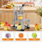 Commercial French Fry Cutter with 4 Replacement Blades, 1/4" and 3/8" Blade Easy Dicer Chopper, 6-wedge Slicer and 6-wedge Apple Corer, Lemon Potato Cutter