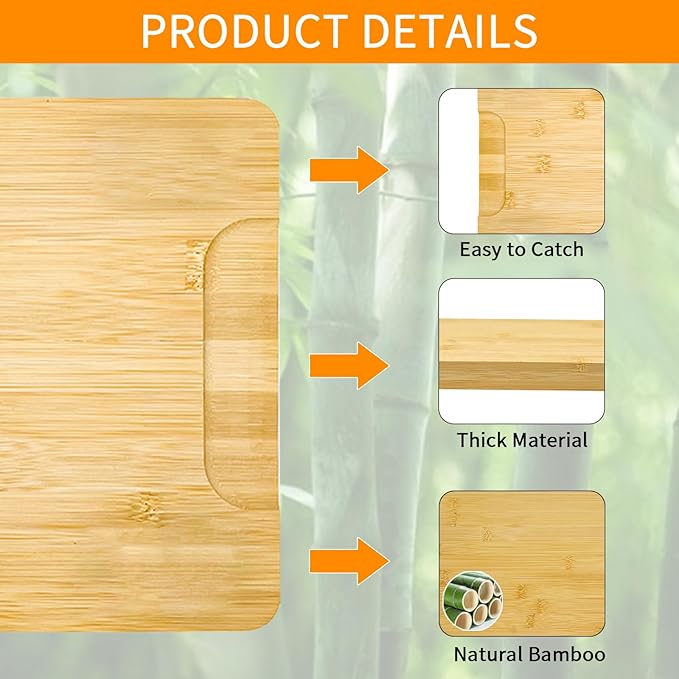 Bamboo Cutting Board, 15.2"L x 9.5"W Toaster Oven Accessories With Heat-Resistant Non-Skid Silicone Feet for Breville BOV450XL Mini Smart Toaster Oven Countertop Convection Oven,Natural Bamboo