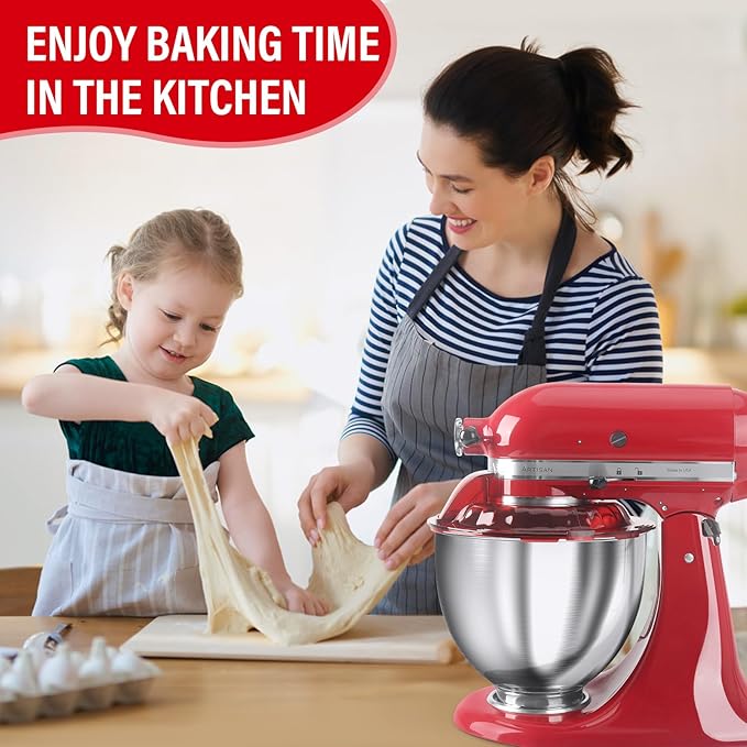 Pouring Shield for KitchenAid Tilt Head 4.5-5 QT (for Stainless Steel Bowls Only), for Kitchen aid Accessories and Attachments, Fully Enclosed Foldable Lid Mixer Bowl Cover, Not For Bowl Lift (Red)