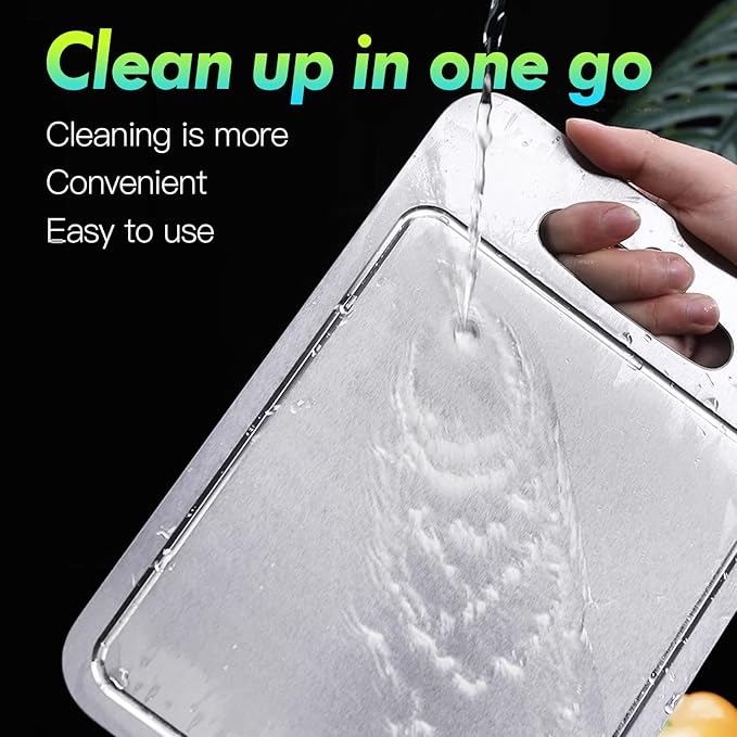 New Titanium Cutting Board with Grooves, Cutting Boards For Kitchen, Double-Sided Food-Grade Titanium Cutting Board For Cutting Meats, Fruits And Vegetables (9.84x5.9in)