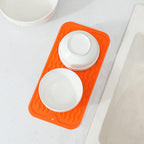 Silicone Dish Drying Mat for Multiple Usage,Easy clean,Eco-friendly,Heat-resistant Silicone Mat for Kitchen Counter or Sink,Refrigerator or Drawer Liner Orange S 12 inches x 6 inches