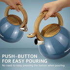 MARSKITOP Tea Kettle Stovetop Whistling Tea Pots for Stove Top Food Grade Stainless Steel Teapot for Induction Cooktop, 2.6 Quart, Blue