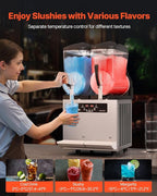 VEVOR Commercial Slushy Machine, 12Lx2 Double Tank Frozen Drink Machine, 96 Cups Stainless Steel Margarita Smoothie Frozen Drink Maker, Slushie Maker for Home Party Restaurants Cafe Bars