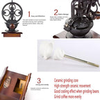 Manual Vintage Style Hand Coffee Grinder, Roller Mill, Cast Iron, Adjustable Grind Thickness