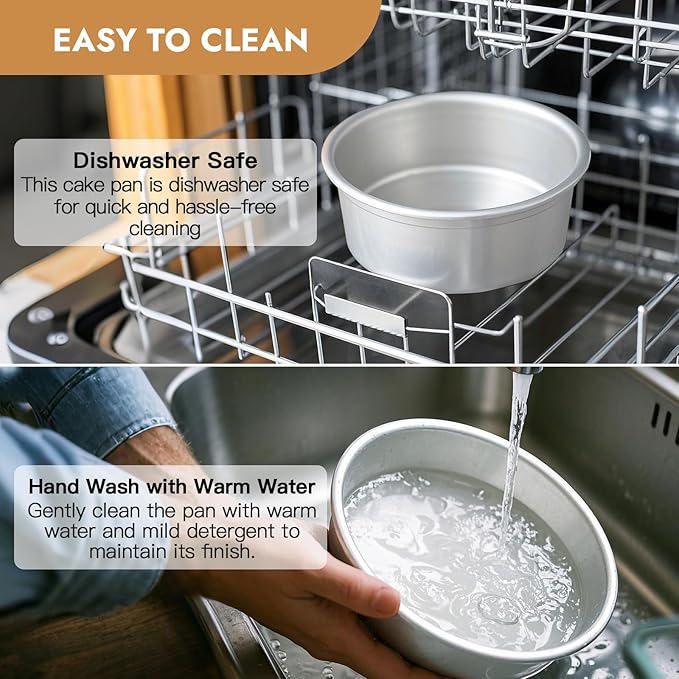 CURTA 8 Inch Round Cake Pan, 8x3 inch 2 Set Anodized Aluminum Round Baking Pan, Small Cake Pan Non-Toxic & Heavy Duty, Deep Side, Easy Clean & Dishwasher Safe